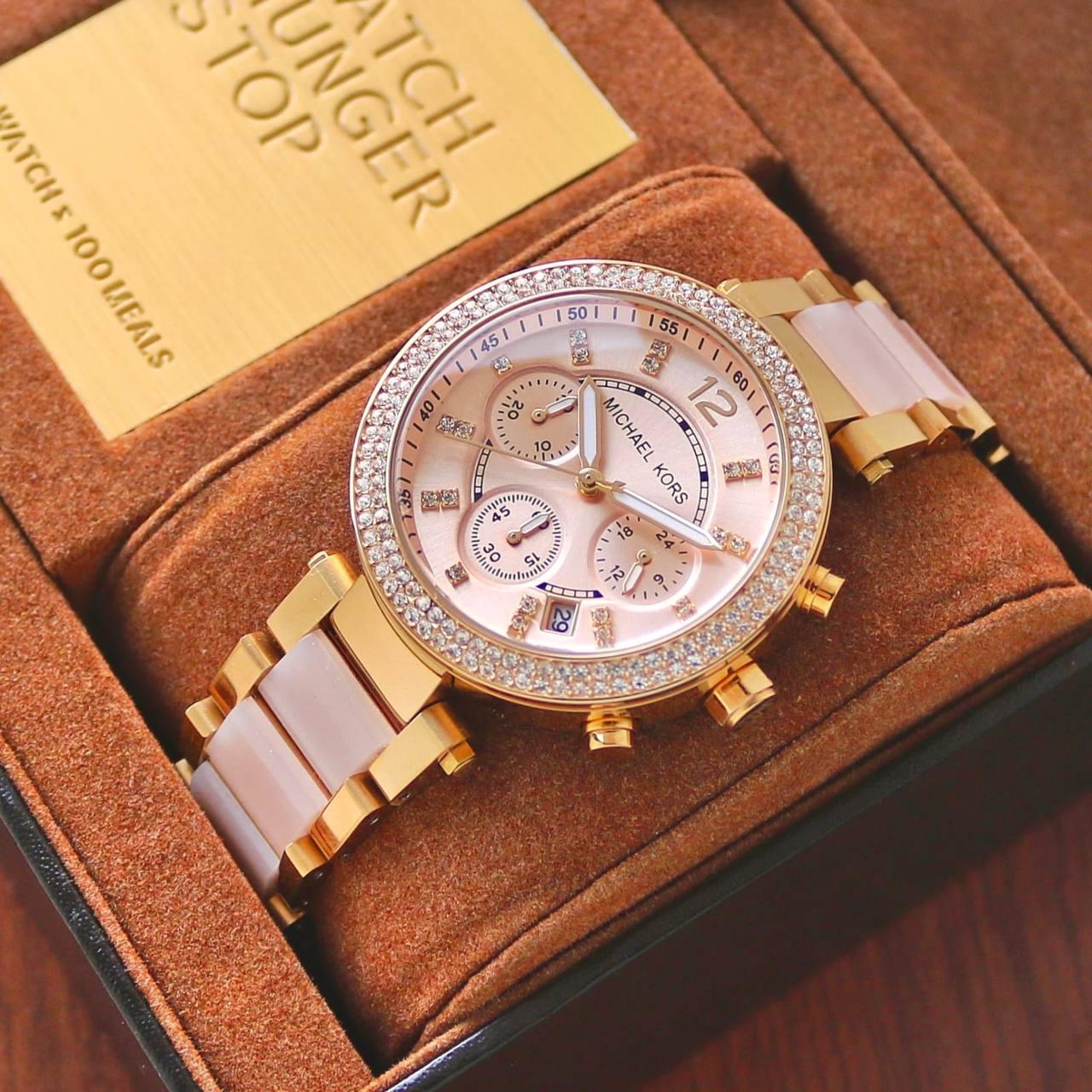 Michael Kors Cute Pink & Gold and Rose gold Stylish Girls Watch