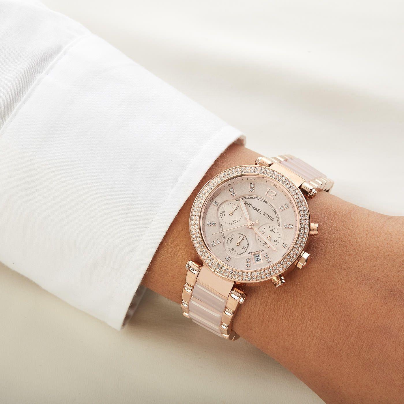 Michael Kors Cute Pink & Gold and Rose gold Stylish Girls Watch