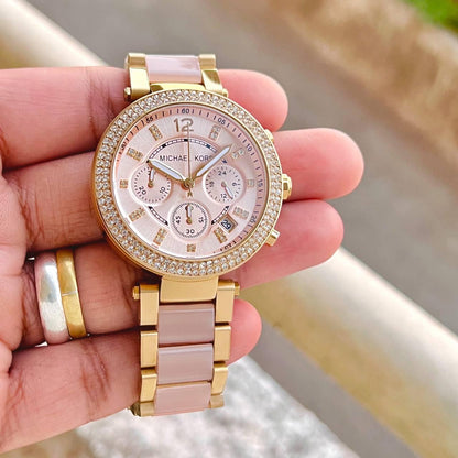 Michael Kors Cute Pink & Gold and  Rose gold Stylish Girls Watch